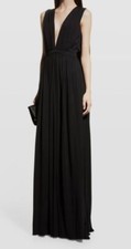 $745 Halston Women's Black Ashley V-Neck Cape Jersey Gown Dress Size 2