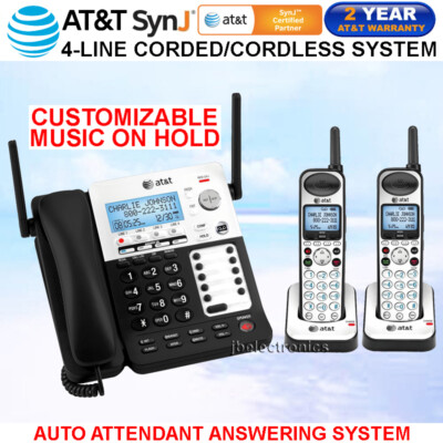 AT&T SynJ SB67138 DECT 6.0 4-LINE CORDED CORDLESS PHONE SYSTEM - 2 CORDLESS