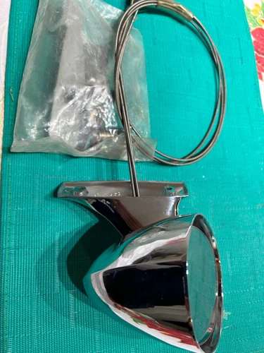 NOS MOPAR EARLY 70 CUDA CHALLENGER LH CHROME MIRROR WITH ATTACHING PARTS BRACKET
