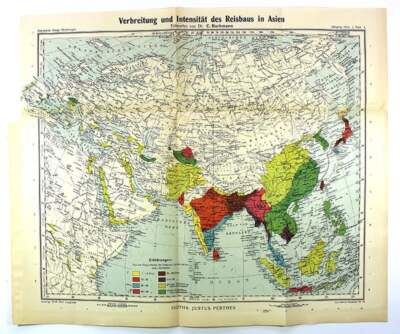 Japanese Rice Map 1912 2 COLOR MAPS RICE PRODUCTION WORLDWIDE & ASIA-Agriculture,China ...
