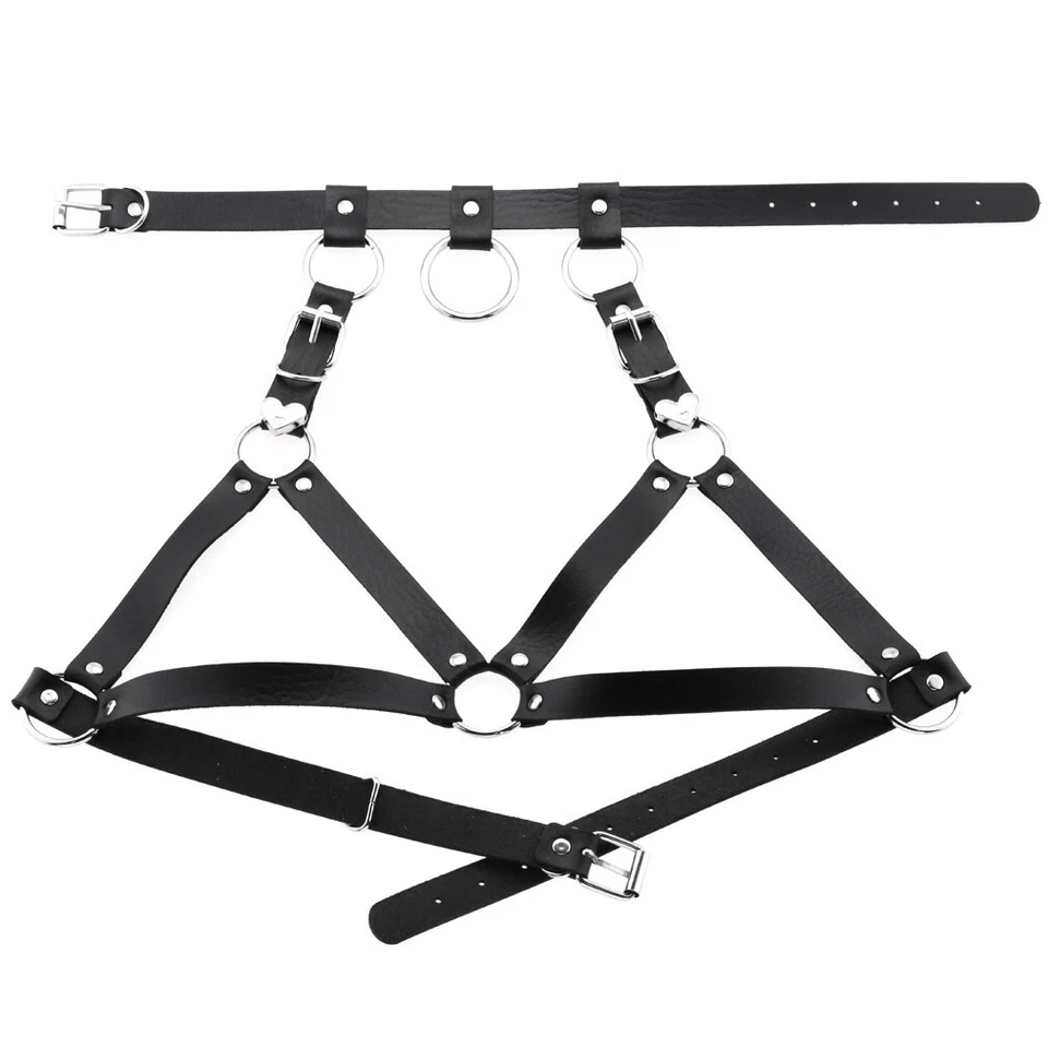 PU кожаный недоуздок полый ремень бюстгальтер готический готический панк груди ремни - Изображение 3 из 4