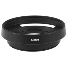 Black Aluminum Screw In Type Vented Lens Hood Shade for 58mm Filter Threaded