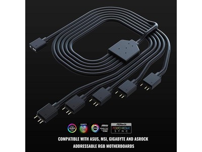 Cooler Master ARGB Splitterkabel 1-zu-5 - Für RGB Beleuchtung Im PC