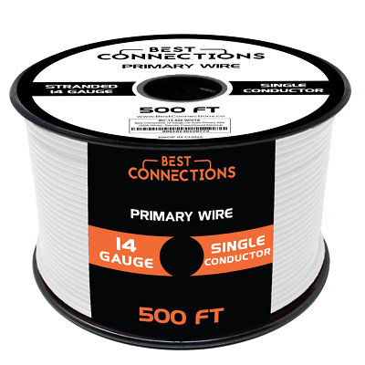 14 Gauge Car Audio Primary Wire (500ft White)  Remote, Power/Ground Electrical