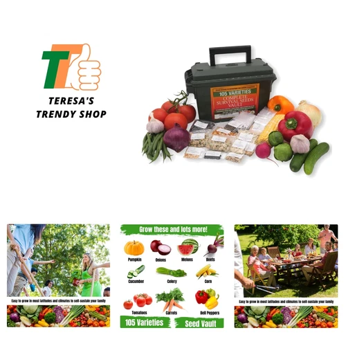 Survival Garden Heirloom Seeds Non GMO - 105 Varieties of Herb, Fruit and Veg...