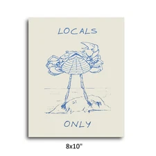 Funny Crab Print Minimalist Beach House Decor Trendy Coastal Poster Cute 8x10"