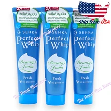 SHISEIDO SENKA Perfect Whip FRESH GREEN TEA Facial Foam Cleanser Wash 50g pack 3