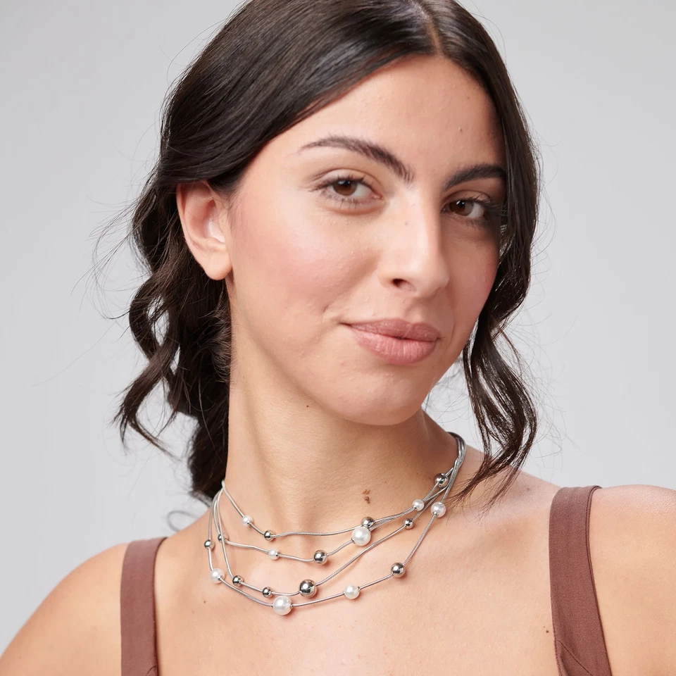 BROSWAY PERFECT COLLANA MULTIFILO IN ACCIAIO DA DONNA CON PERLE BPC50 (4811) - Immagine 2 di 4