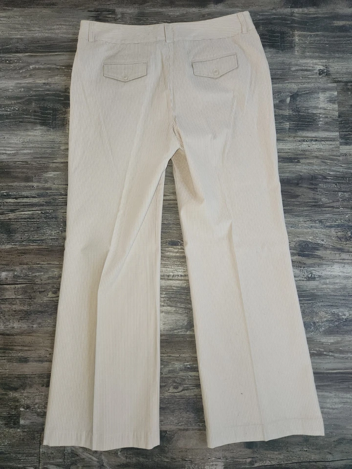 Женские внимание 16 широкие брюки бежевый легкий в полоску брюки    - Изображение 2 из 4