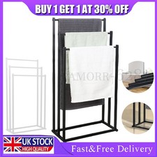 3 Tier Free Standing Towel Holder Steel Rail Stand Unit Rack Storage Bathroom UK