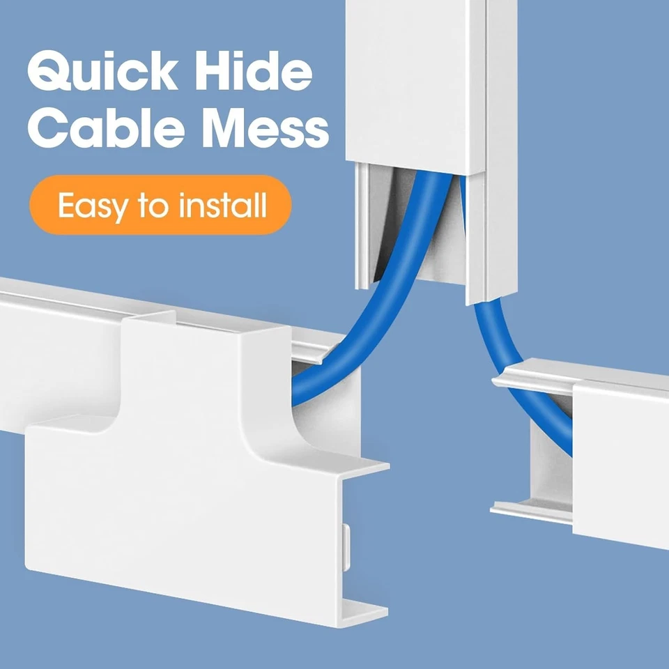 YesBes Cord Hider Kit Cable Raceway Paintable Wire Covers 116in Length White - Image 4 of 4