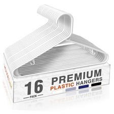 Plastic Hangers Space Saving Coat Hanger, Clothes Hanger with 16 Pack White