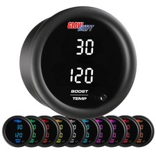 Glowshift Dual Digital Turbo Boost Temperature Gauge Kit W Sensor 10 Color