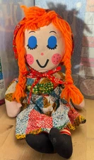 Vintage Raggedy Ann Type Doll, Closed Eyes, 1975 Brooklyn Doll Co. Inc. 18"