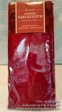 NEW HARVEST RED DAMASK THANKSGIVING TABLECLOTH OBLONG 60 x 120 FALL LEAFS