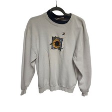 Top Stitch by Morning Sun Vintage Sunflower Bee Sweatshirt Cream Navy Double