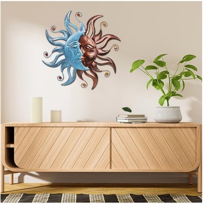 Large Metal Sun and Moon Wall Decor