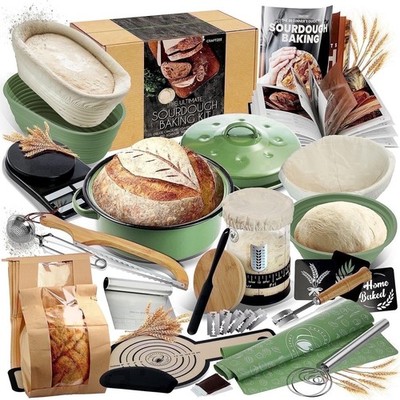 CraftZee Complete Sourdough Starter Kit, 34 oz Starter Jar, 4 Banneton Bread