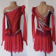 ice figure skating competition dress Gymnastics costume Dress red