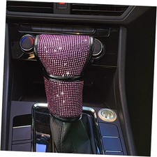 Auto Gear Shift Knob Cover Bling Car Knob Gear Stick Protector PU Leather Pink