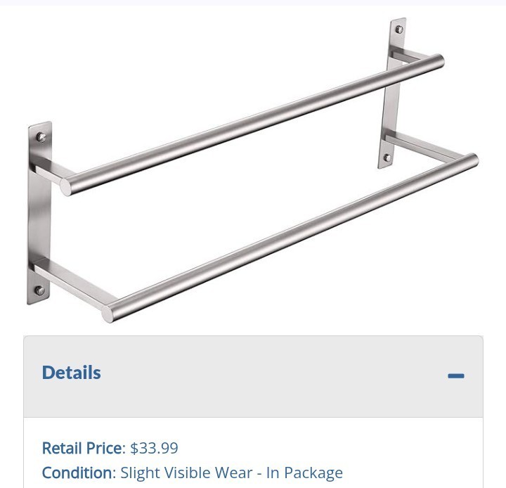 Rack For Bathroom, Double Towel Bar 24 Inch Wall Mounted Bru