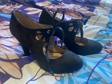 F&F Sensitive Sole Black Faux Suede Shoe UK Size 5 high heels Excellent Cond