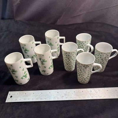 Lot 8 Neiman Marcus Shamrock Fitz & Floyd Expresso Cups 4'' Tall  Nice! Freeship!
