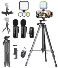 Vlogging Kit for iPhone/Android, YouTube Starter Kit with Wireless Microphone/Ca
