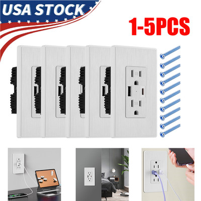 1-5 Pack UL Listed Wall Outlet with USB-A & USB-C Ports 15A Tamper Resistant
