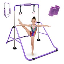 Foldable Gymnastics Bar Adjustable Height Training Kip Bar, Expandable Home G...