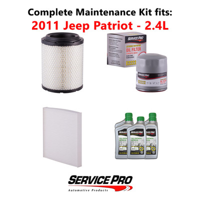 2011 Jeep Patriot 2.4L Complete Oil, Air & Cabin Filter Kit (5W-30)