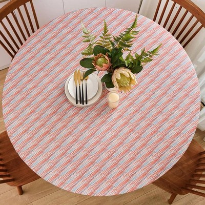 Vinyl Round Tablecloth with Flannel Backing and Elastic Edge Design,This Plas...