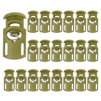 35Pcs Nylon Spring Cord Locks Elastic Toggle Stop Slider Clamp, Olive