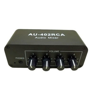 AU-402RCA Audio Mixer Audio Distributor 4 In 2 Out for 3.5MM Headphones Audio #b