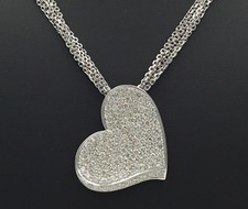 14K Gold Necklace 18K White Gold 2 carats Diamond Heart Ladies  6500