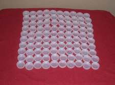 Lot of 100 Water Bottle Plastic  Caps Clear White  / Craft Supplies 