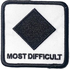 Ski Snowboard Black Diamond "Most Difficult" Patch, 2.5 Inch, Embroidered Sew