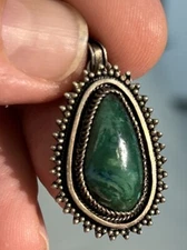 Vintage Israel Signed In Hebrew Judaica Eilat Stone Sterling Silver 935 Pendant