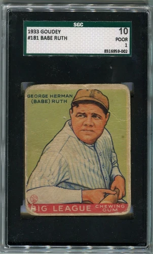 1933 Goudey Babe Ruth #181 SGC 1
