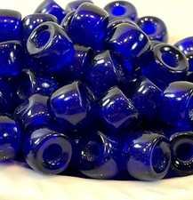 Pony, Beads, 9mm, 3.5mm Hole, Cobalt w/Gloss Finish, 20 Pcs, 126