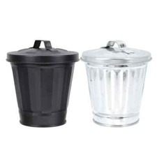 2 Pcs Desktop Trash Can, Table Container Mini 2 pack, black and silver