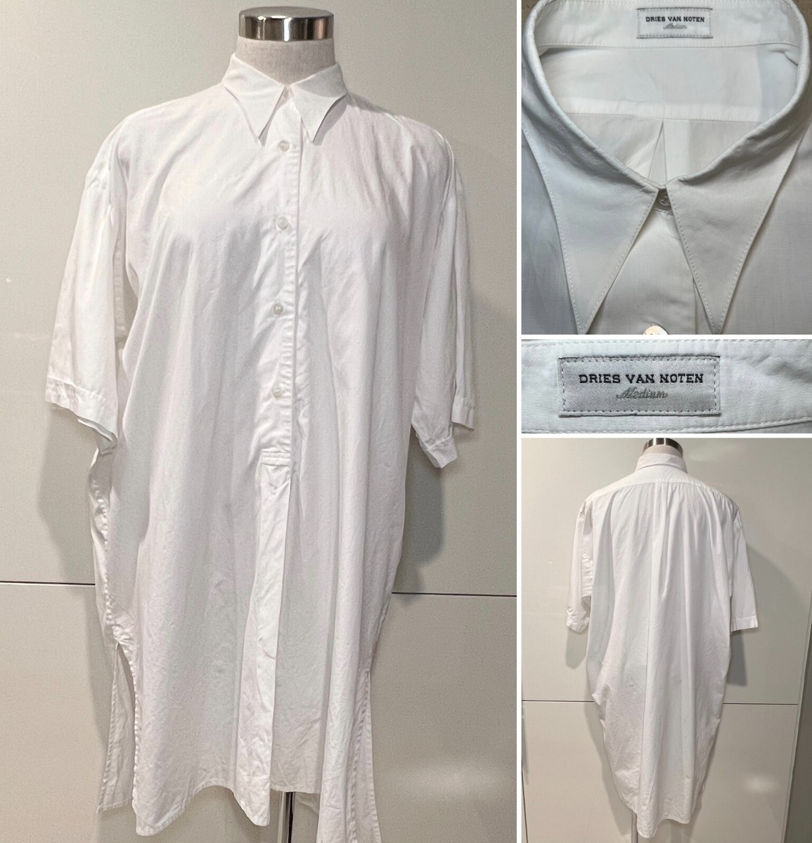 DRIES VAN NOTEN Black 100% Silk Chiffon+Jersey Double Layer L/Slv