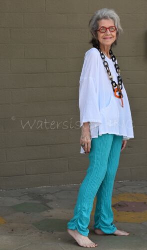 WATERSISTER Cotton Gauze RUTHI Ruched Slim Pant 1(S/M) 2(L/XL)3(1X) oh my COLORS - Picture 4 of 28