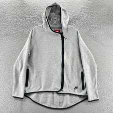 Nike Hoodie Womens Large L Gray Tech Fleece Full Zip Running Gym Travel Jacket