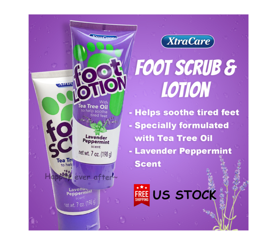 XtraCare Foot Scrub/ Foot Lotion With Tea Tree Oil Lavender Peppermint