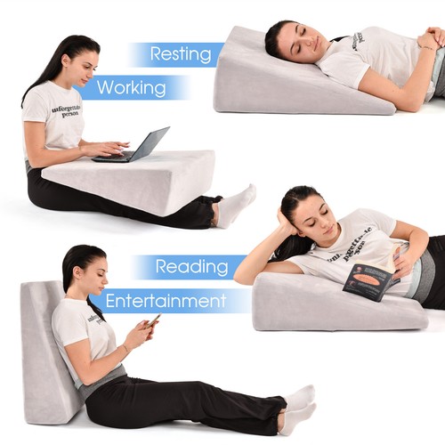 8 Zoll Bett Keilkissen, Kühlgel Memory Foam Top, maschinenwaschbar, 2 Abdeckungen - Bild 2 von 8