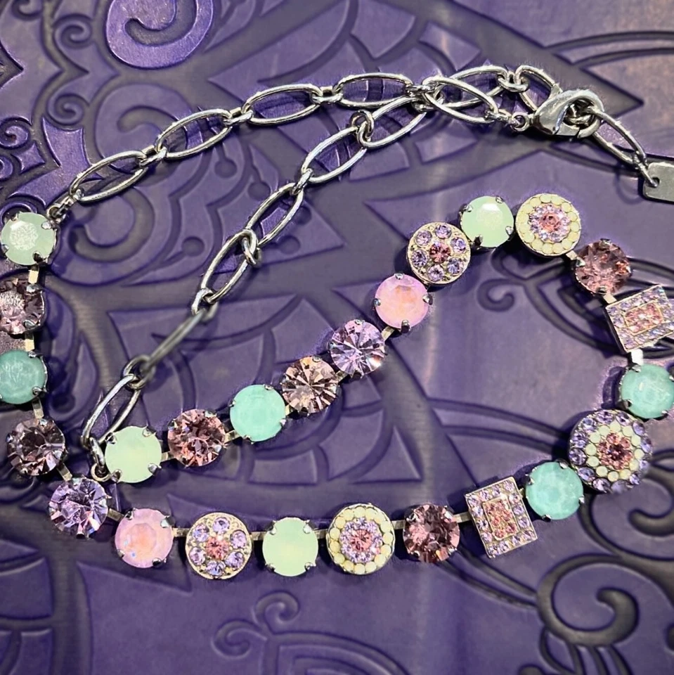 Mariana Handmade Swarovski Necklace lavender Pacific Opal Mint Rose Water  - Image 2 of 4