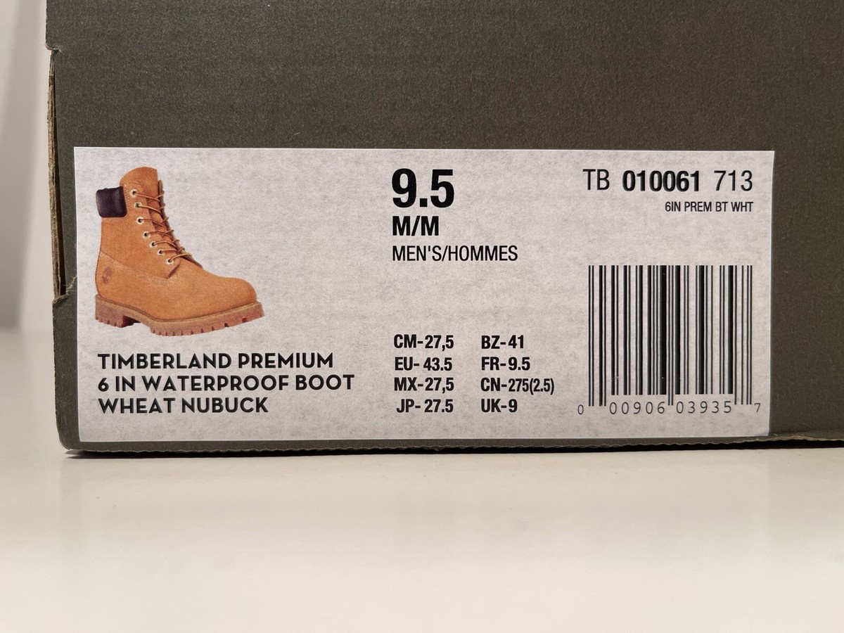 Timberland Premium 6 In Waterproof Boot, 10061, Mens Size 9.5 M
