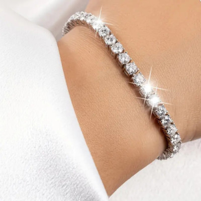 Tennisarmband Brasilianischer Saphir 10,25 ct - 4 mm - 7,75'' L 14k Weißgold vergoldet