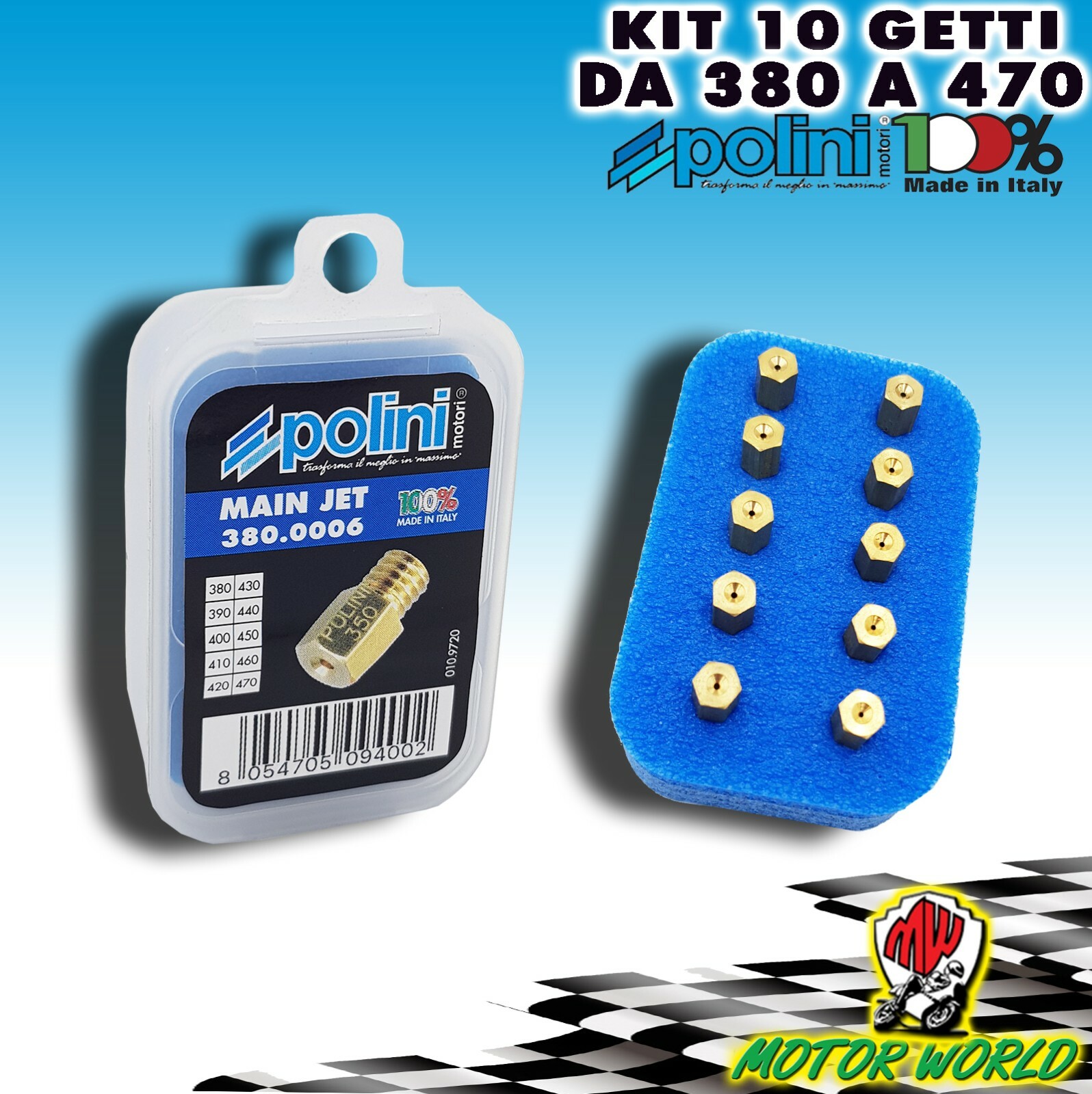 380.0006 SET KIT 10 GETTI GETTO MASSIMO POLINI MIKUNI TM-TMX-VM DA 380 A 470